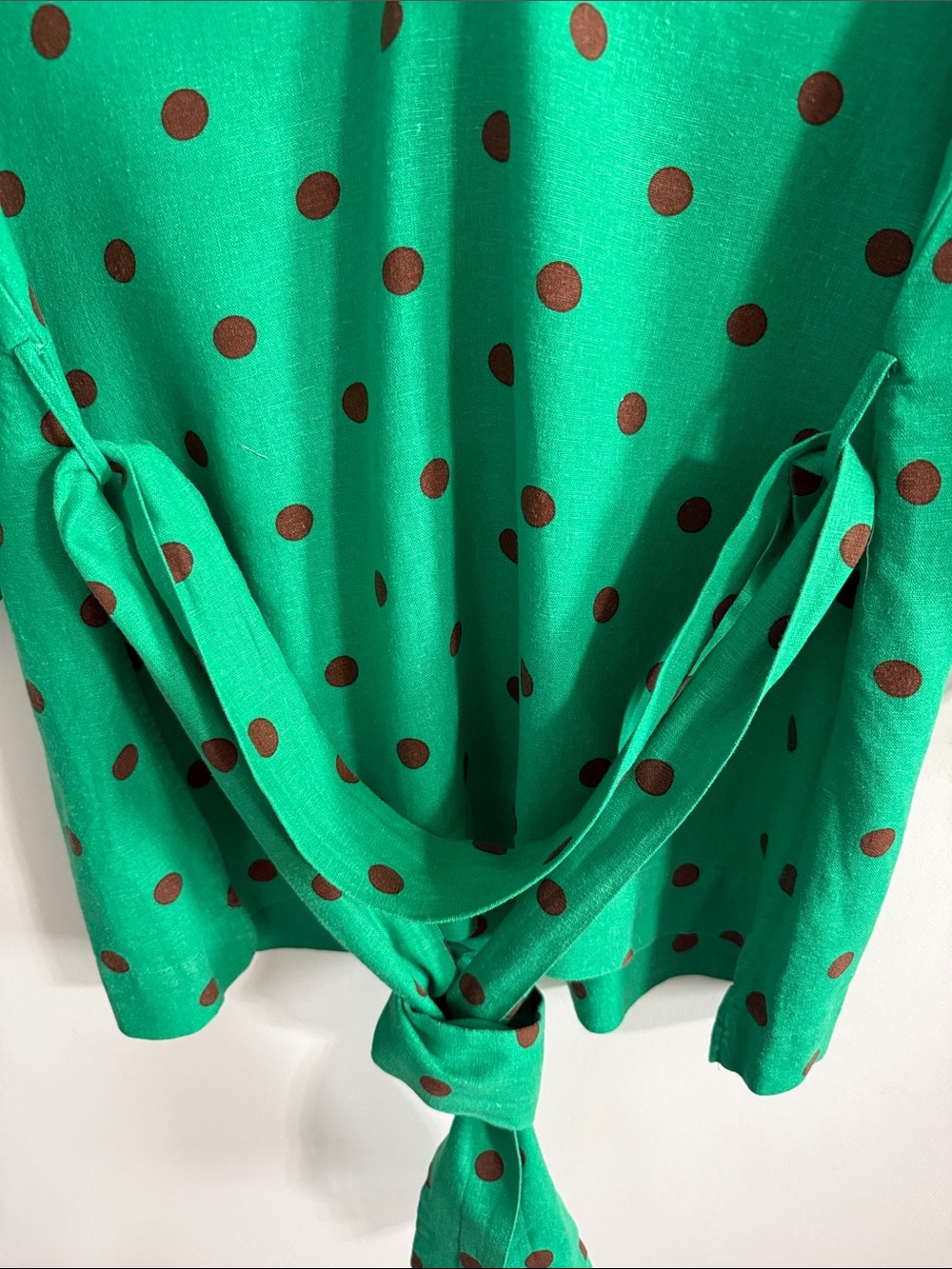 Zara Green Polka Dot A-Line Skirt - Picture 6 of 9
